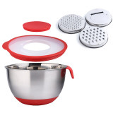 Stainless Steel Basin Visible Lid Egg Beater Bowl with Handle Salad Bowl with Scale Basin Grater Basin Fruit Vegetable Container Stainless Steel Basin Visible Lid Egg Beater Bowl with Handle Salad Bowl with Scale Basin Grater Basin Fruit Vegetable Container