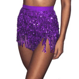 Sleeper #401 2018 NEW FASHION Women Sequin Belly  Dancer Costume Tassel Wrap Skirt Club Mini Skirt sexy party hot Free Shipping