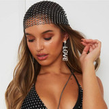 Stonefans New Fashion Rhinestone Headpiece Head Scarf for Women Hollow Bling Crystal Headband Black Hair Tress Hair Accessories