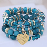 Kymyad (4pcs/set ) Multilayer Bohemia Bracelet Resin Beads Bracelets For Women Bijoux Vintage Heart Charm Bracelet Femme Jewelry