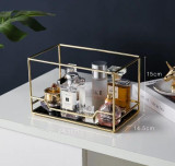 Nordic Rotating Cosmetic Desktop Storage Box Transparent Makeup Organizer 2 Tiers Glass Tray Dressing Table Finishing Rack