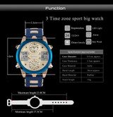 BOAMIGO Mens Watches Top Luxury Brand Men Sports Watches Men's Quartz LED Digital 3 Clock man Male Wrist Watch relogio masculino