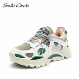 Smile Circle Fashion Chunky sneakers Women shoes Flat Platform Sneaker Lace-up casual Shoes Thick bottom 6cm Ladies Sneaker