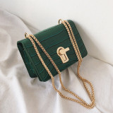 Mini Square Flip bag 2020 Summer New Quality PU Leather Women's Designer Handbag Stone pattern Lock Chain Shoulder Messenger Bag
