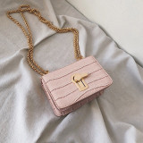 Mini Square Flip bag 2020 Summer New Quality PU Leather Women's Designer Handbag Stone pattern Lock Chain Shoulder Messenger Bag