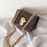 Mini Square Flip bag 2020 Summer New Quality PU Leather Women's Designer Handbag Stone pattern Lock Chain Shoulder Messenger Bag