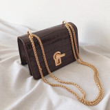 Mini Square Flip bag 2020 Summer New Quality PU Leather Women's Designer Handbag Stone pattern Lock Chain Shoulder Messenger Bag
