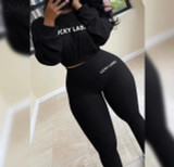 Nibber Streak Sporty Woman Outfit Fall Winter Pullover Y2k Tops Leggings Embroidery 2Piece 2020 Casual Activity Street Sportsuit