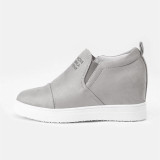 MCCKLE Women Vulcanized Shoes Internal Increasing Flats Autumn Female Wedge Heels Plus Size Elastic Band Platform Casual Shoe