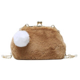 Plush Pearl Chain Lady Messenger Bag Fashion Lady Shoulder Bag 2020 Trend Women Purses