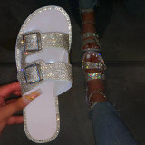 MCCKEL Women Glitter Slippers Double Buckle Soft Bling Shoes Beach Slipper Outdoor Summer Causal New Comfortable 2020 Slides