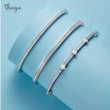 Thaya New arrival Star Bracelet & Bangle Copper Plated18K Single Botton Zircon Silver Color Bangle Dainty For Women Fashion Gift
