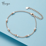Thaya Vintage Handmade pearl rose gold Bracelet 18K Hand made Silver Beads Bangle Dainty Bangles for women Fashion Gift