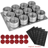 LMETJMA Magnetic Spice Jars With Wall Mounted Rack Stainless Steel Spice Tins Spice Seasoning Containers With Spice Label KC0305 LMETJMA Magnetic Spice Jars With Wall Mounted Rack Stainless Steel Spice Tins Spice Seasoning Containers With Spice Label KC0305