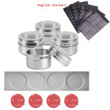 LMETJMA Magnetic Spice Jars With Wall Mounted Rack Stainless Steel Spice Tins Spice Seasoning Containers With Spice Label KC0305 LMETJMA Magnetic Spice Jars With Wall Mounted Rack Stainless Steel Spice Tins Spice Seasoning Containers With Spice Label KC0305