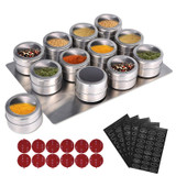 LMETJMA Magnetic Spice Jars With Wall Mounted Rack Stainless Steel Spice Tins Spice Seasoning Containers With Spice Label KC0305 LMETJMA Magnetic Spice Jars With Wall Mounted Rack Stainless Steel Spice Tins Spice Seasoning Containers With Spice Label KC0305
