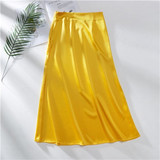 Tataria High Waisted Skirts for Women Silk Satin Skirt 2020 Women A-Line Elegant Skirts Women Women Midi Skirt New Korean Style