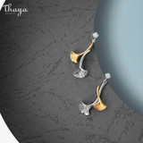 Thaya 925 Sterling Silver Ginkgo Leaves Earring Plated 14k Gold Zircon Stud Earrings For Women Girl Fashion Fine Jewelry Gift