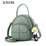 ACELURE Solid Color PU Leather Backpacks for Women Fashion All-match Small School Bags for Teenager Students Backpack Purse ACELURE Solid Color PU Leather Backpacks for Women Fashion All-match Small School Bags for Teenager Students Backpack Purse