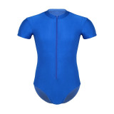 Swimwear Mens Ballet Leotard Costumes Round Neck Front Zipper High Cut Dance Bodysuit Gymnastics Leotard Jumpsuit for Dancing