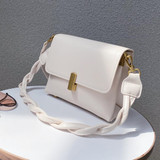 Solid color Square Crossbody bag 2020 New Quality Leather Women's Designer Handbag Weave Shoulder strap Shoulder Messenger Bag