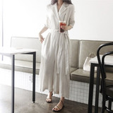 Stylish Autumn Women's Jumpsuits & Rompers - Casual Cotton-Linen Wide Leg Ankle-Length Lace-Up Playsuit by Colorfaith JS6695