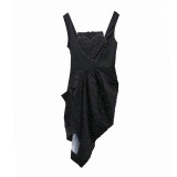 TWOTWINSTYLE Patchwork Ruched Dress For Women Square Collar Backless Irregular Hem Lace Up Mini Dresses Female 2020 Summer New TWOTWINSTYLE Patchwork Ruched Dress For Women Square Collar Backless Irregular Hem Lace Up Mini Dresses Female 2020 Summer New