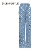 TWOTWINSTYLE Hole Hollow Out tassel Denim Trousers Women High Waist Streetwear straight slim Pants 2020 Summer Fashion New TWOTWINSTYLE Hole Hollow Out tassel Denim Trousers Women High Waist Streetwear straight slim Pants 2020 Summer Fashion New