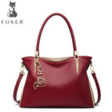 FOXER Brand Women's Cow Leather Handbags Female Shoulder bag designer Luxury Lady Tote Large Capacity Zipper Handbag for Women