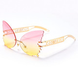 Sen Maries Butterfly Rimless Sunglasses Women Luxury Brand Designer Fashion Oversized Steampunk Sunglasses Vintage Eyewear UV400