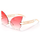 Sen Maries Butterfly Rimless Sunglasses Women Luxury Brand Designer Fashion Oversized Steampunk Sunglasses Vintage Eyewear UV400