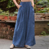 Plus Size Women's Wide Leg Pants ZANZEA Casual Elastic Waist Long Pantalon Palazzo Fashion Summer Trousers Female Solid Turnip