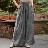 Plus Size Women's Wide Leg Pants ZANZEA Casual Elastic Waist Long Pantalon Palazzo Fashion Summer Trousers Female Solid Turnip