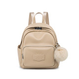 Backpack for women 2020 new fashion High Quality For Girl Ladies Backpack khaki pu leather backpack Free fox fur ball pendant