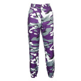 Weekeep Women High Waist Camouflage Pants Fashion Pantalon Femme Trouser Ankle-Length Sweatpants Cotton Streetwear Camo Pants