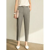 Amii Spring Autumn Pants Office Lady Solid Nine Points Loose Female Trousers High Waist Slim Straight Women Suit Pants 11960733