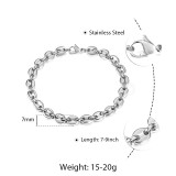 Trendsmax Stainless Steel Coffee Beans Marina Link Chain Bracelet  for Men Women Hip Pop Jewelry 7/9/11mm KBM169