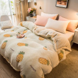 Pineapple Avocado Pattern Super Soft Raschel Blanket Thick Coral Fleece Plush Duvet Cover Double Side Warm Blankets For Bed
