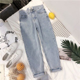 Vintage High Waist Jeans Women Solid Straight Pants Loose Casual  High Street Denim Trousers Pantalon Femme Plus Size With Belt