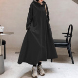 Stylish Hooded Hoodies Dress Women Autumn Sweatshirts 2020 ZANZEA Casual Long Sleeve Maxi Vestidos Female Solid Robe Oversized