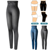 Faux Denim Leggings High Waist Fashion Slim Women Seamless Leggings Sexy Long Jeans Printing Fitness Legging Casual Pencil Pants