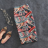 Women Vintage Skirts Flower Printing High Waist Bodycon Slim Midi Split Sexy Pencil Female Falda 24 Patterns SP524
