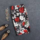 Women Vintage Skirts Flower Printing High Waist Bodycon Slim Midi Split Sexy Pencil Female Falda 24 Patterns SP524