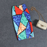 Women Vintage Skirts Flower Printing High Waist Bodycon Slim Midi Split Sexy Pencil Female Falda 24 Patterns SP524