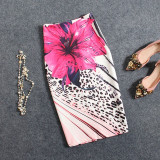 Women Vintage Skirts Flower Printing High Waist Bodycon Slim Midi Split Sexy Pencil Female Falda 24 Patterns SP524