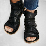 Designer Summer Gladiator Woman Sandals Bohemia Open Toe Flat Cross-Tied causal Beach Female Footwear Black Brown Rome strappy