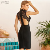 Adyce 2020 New Summer Women Black Lace Bandage Dress Sexy Backless Hollow Out Midi Celebrity Evening Runway Party Dress Vestidos