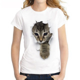 3D Cat Print Soft Feeling T-Shirt