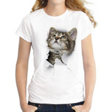 3D Cat Print Soft Feeling T-Shirt
