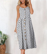 Midi Button Backless Beach Casual Sundress